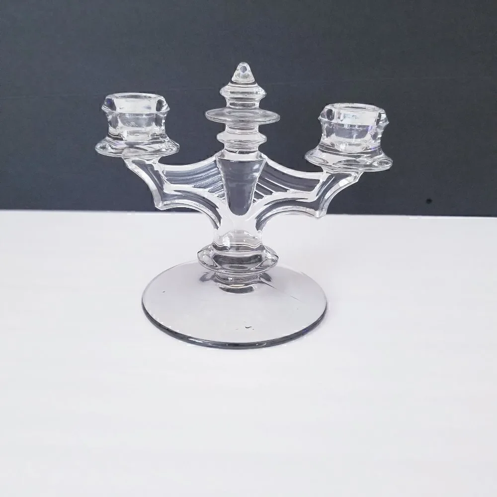Vintage pressed glass 2 light candelabra
